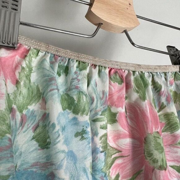 Vintage Floral Slip Skirt Groovy MCM Midi Pleated Retro Print Pastel Small - Picture 4 of 8
